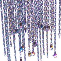 Мода нержавеющей стали ожерелье цепь, нержавеющая сталь, разноцветная плакировка, различной длины для выбора & Мужская & цепь из двойных кольц, 2.5mm, продается Strand