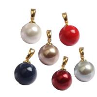 Shell Pearl Pendant, with Zinc Alloy, gold color plated, fashion jewelry 10-14mm 