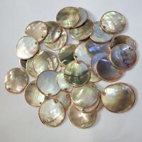 Zinc Alloy Shell Pendants, Freshwater Shell, with Zinc Alloy, Round, gold color plated, fashion jewelry & DIY 