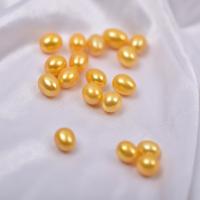 Rice Cultured Freshwater Pearl Beads, DIY & no hole, gold, 7-8mm 