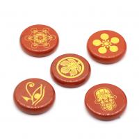 Roter Jaspis Steine der Heilung von Chakra, flache Runde, verschiedene Muster für Wahl, rot, 25x25x5mm, verkauft von PC
