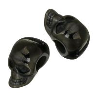 Stainless Steel Large Hole Beads, Skull, gun black plated Approx 5mm 