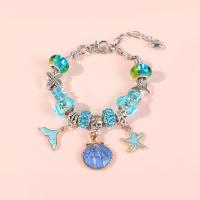 Zinc Alloy European Bracelets, with Crystal & for woman & enamel & with rhinestone, blue 