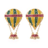 Zinc Alloy Rhinestone Drop Earring, Hot Balloon, gold color plated, for woman & with rhinestone, yellow 