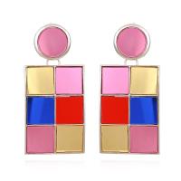 Zinc Alloy Drop Earring, with Acrylic, platinum color plated, for woman, multi-colored 