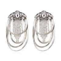 Fashion Fringe Earrings, Zinc Alloy, with Brass, platinum color plated, for woman & with rhinestone 