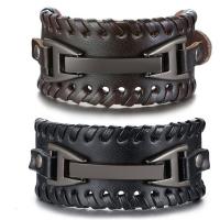 PU Leather Cord Bracelets, Zinc Alloy, with Split Layer Cowhide Leather & PU Leather, Adjustable & fashion jewelry & Unisex 