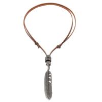 Zinc Alloy Necklace, with leather cord, plated, fashion jewelry & Unisex cm 