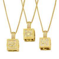 Cubic Zircon Micro Pave Brass Necklace, with 1.97 extender chain, gold color plated, fashion jewelry & micro pave cubic zirconia, golden cm 
