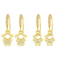Brass Drop Earring, gold color plated, fashion jewelry & micro pave cubic zirconia, golden 