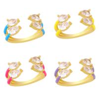 Cubic Zirconia Micro Pave Brass Finger Ring, gold color plated, fashion jewelry & micro pave cubic zirconia & enamel 11mm 