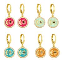 Cubic Zirconia Micro Pave Brass Earring, gold color plated, fashion jewelry & micro pave cubic zirconia & enamel 