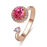 Kristall Messing Finger Ring, mit Swarovski, rund, Rósegold-Farbe plattiert, facettierte, keine, 25mm, verkauft von PC