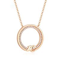 Cubic Zircon Micro Pave Sterling Silver Necklace, 925 Sterling Silver, with Cubic Zirconia, with 1.97Inch extender chain, Donut, gold color plated Approx 17.72 Inch 