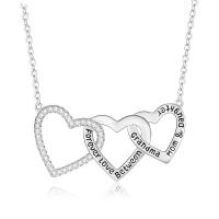 Cubic Zircon Micro Pave Sterling Silver Necklace, 925 Sterling Silver, with Cubic Zirconia, with 1.97Inch extender chain, Heart, plated Approx 17.72 Inch 