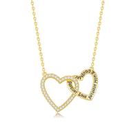 Cubic Zirconia Micro Pave Sterling Silver Necklace, 925 Sterling Silver, with Cubic Zirconia, with 1.97Inch extender chain, Heart, plated Approx 17.72 Inch 