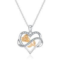 Ожерелье ручной латунные, Латунь, с 1.97Inch наполнитель цепи, Сердце, Другое покрытие, серебряный длина:Приблизительно 15.75 дюймовый, продается PC
