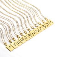 Stainless Steel Jewelry Necklace, Square, gold color plated, fashion jewelry & Zodiac symbols jewelry golden .72 Inch 
