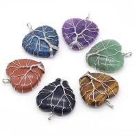 Gemstone Jewelry Pendant, with Iron, Heart, platinum color plated 