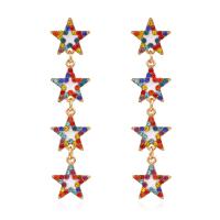 Zinc Alloy Rhinestone Drop Earring, Star, gold color plated, for woman & enamel & with rhinestone 