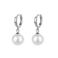 Huggie Hoop Drop Earring, Argent sterling 925, avec Shell Pearl, Placage, pour femme, plus de couleurs à choisir Vendu par paire