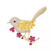 Freshwater Pearl Brooch, Brass, Bird, plated, micro pave cubic zirconia & for woman 