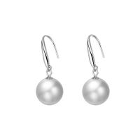 Sterling Silver Pearl Drop Earring, 925 Sterling Silver, with Freshwater Pearl, plated & micro pave cubic zirconia & for woman 