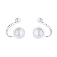 Sterling Silver Natural Pearl Stud Earring, 925 Sterling Silver, with Freshwater Pearl, plated, for woman 8.2mm,3.9mm 