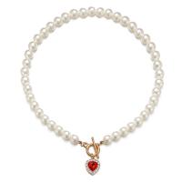 Zinc Alloy Necklace, with Plastic Pearl, fashion jewelry & for woman & with rhinestone Approx 18.31 Inch 