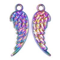 Wing Shaped Zinc Alloy Pendants, Feather, plated, mixed colors 