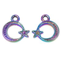 Zinc Alloy Jewelry Pendants, Moon and Star, plated, mixed colors 