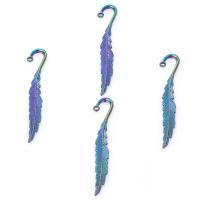 Zinc Alloy Feather Pendants, plated, mixed colors 