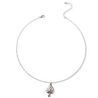 Zinc Alloy Necklace, mushroom, Unisex & Christmas jewelry, silver color cm 