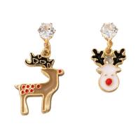 asymmetrische Ohrringe, Zinklegierung, Weihnachtsschmuck & für Frau & Emaille & mit Strass, gemischte Farben, verkauft von Paar