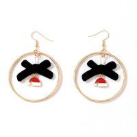 Enamel Zinc Alloy Drop Earring, with Velour, Christmas jewelry & for woman, mixed colors 
