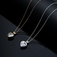 Brass Cubic Zirconia Necklace, with 2.56 extender chain, fashion jewelry & for woman & with cubic zirconia .32 Inch 