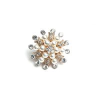 Anillo de dedo de aleación de Zinc, con Perlas de plástico ABS, Joyería & para mujer & con diamantes de imitación, color de platina, 52x52mm, Vendido por UD