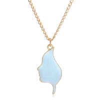 Enamel Zinc Alloy Necklace, fashion jewelry & for woman, blue cm 