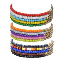 Glass Seed Beads Bracelets, Zinc Alloy, with Seedbead, 5 pieces & fashion jewelry & for woman, multi-colored cm 