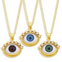 Cubic Zircon Micro Pave Brass Necklace, with Resin, with 1.97 extender chain, Evil Eye, gold color plated, fashion jewelry & micro pave cubic zirconia cm 