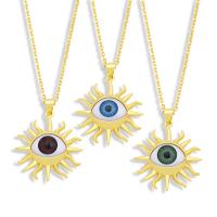 Cubic Zircon Micro Pave Brass Necklace, with Resin, with 1.967 extender chain, Evil Eye, gold color plated, fashion jewelry & micro pave cubic zirconia .72 Inch 