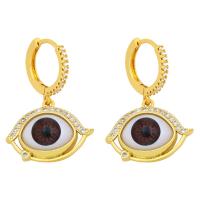 Cubic Zirconia Micro Pave Brass Earring, with Resin, gold color plated, fashion jewelry & micro pave cubic zirconia 