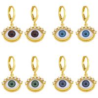 Cubic Zirconia Micro Pave Brass Earring, with Resin, gold color plated, fashion jewelry & micro pave cubic zirconia 