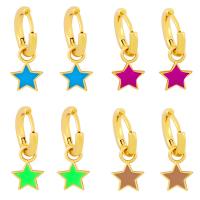Huggie Hoopドロップイヤリング, 銅, 星, ゴールドメッキ, ファッションジュエリー & エナメル, 無色 売り手 ペア