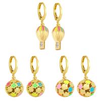 Cubic Zirconia Micro Pave Brass Earring, gold color plated, fashion jewelry & micro pave cubic zirconia & enamel, golden 