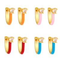 Cubic Zirconia Micro Pave Brass Earring, gold color plated, fashion jewelry & micro pave cubic zirconia & enamel 