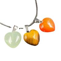 Pendentif bijoux de pierre gemme, Pierre naturelle, coeur, différents matériaux pour le choix & unisexe, plus de couleurs à choisir Vendu par PC