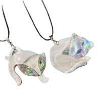 Abalone Shell Pendants, with White Shell, Cat, Unisex 55-63mmx36-50mm 