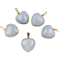 Angelite Pendant, with Brass, Heart, gold color plated, Unisex, light blue, 28-29mmx26mm 