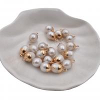 Freshwater Pearl Pendants, with Zinc Alloy, gold color plated, fashion jewelry, white 